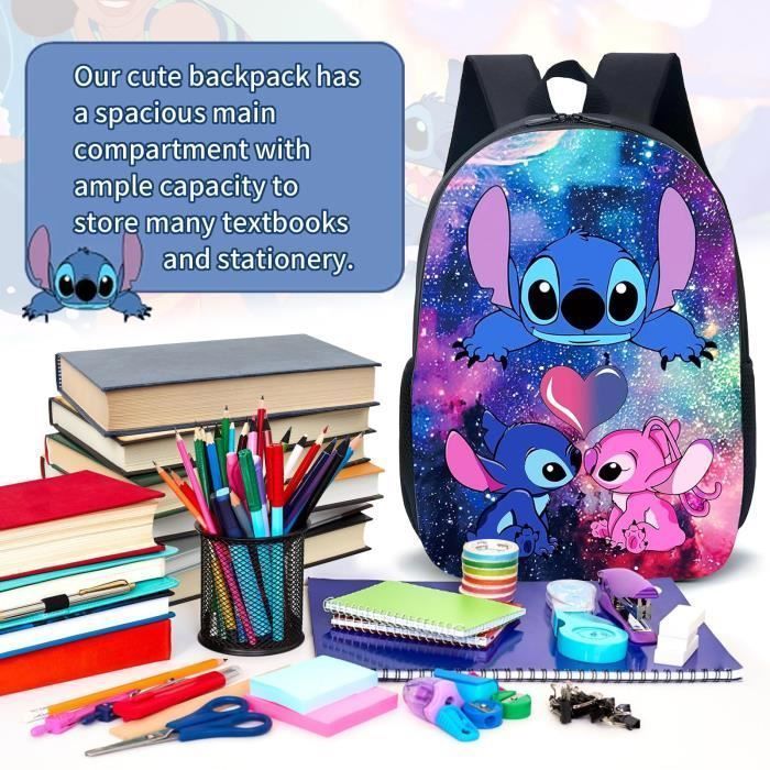 Sac à Dos Pour Enfants Stitch Cartable Fille Primaire Sac à Dos Scolaire Grande capacité Cadeau Pour Fille Garçon 42x29x16cm