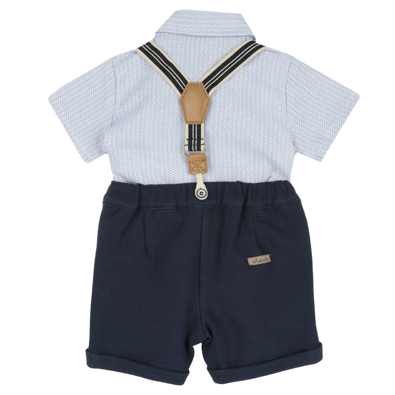Shirt en korte broek set met bretels