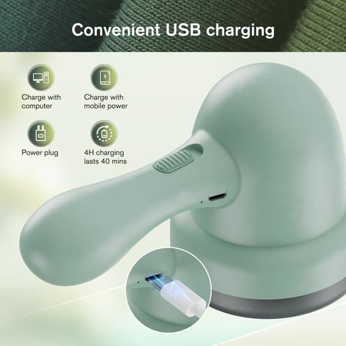 Rasoio anti-accumulo, potente ed efficace rasoio elettrico anti-accumulo, rasoio per pelucchi ricaricabile tramite USB con 2 lame sostituibili