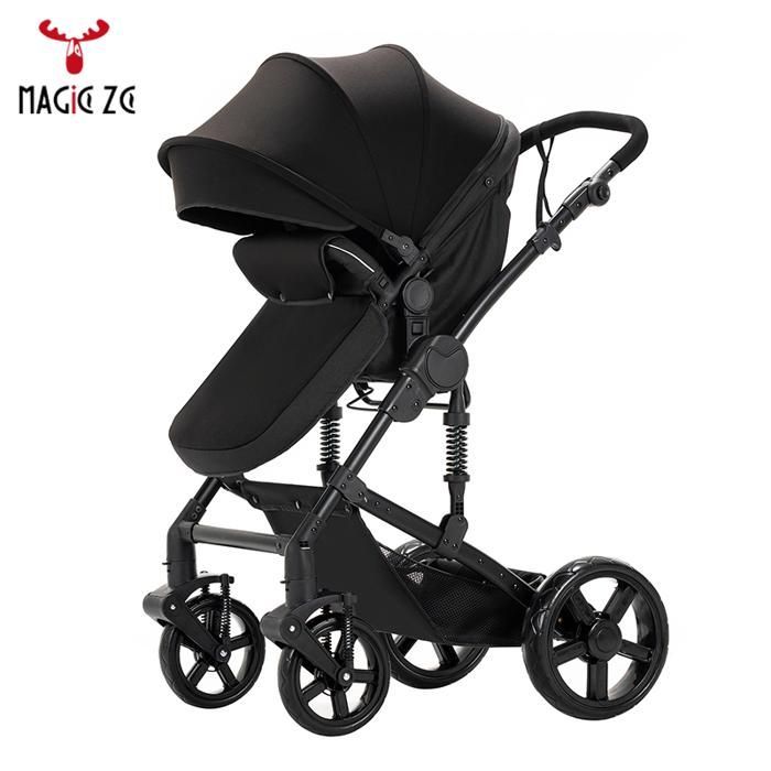 Cochecito Magic ZC 3 en 1, sistema de viaje 3 en 1, plegado con un solo clic, con funda para la lluvia, para niños de 0 a 3 años, bolso de mano, color negro.
