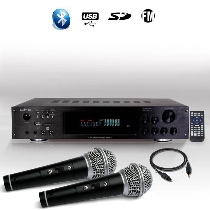 HiFi & Karaoke Forstærker - LTC - ATM8000BT - 4x75W + 3x20W - Bluetooth - FM Tuner