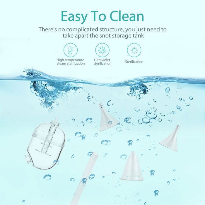 Aspirador nasal eléctrico para bebés con 9 niveles de succión y 3 puntas de silicona, aspirador nasal dividido con luz