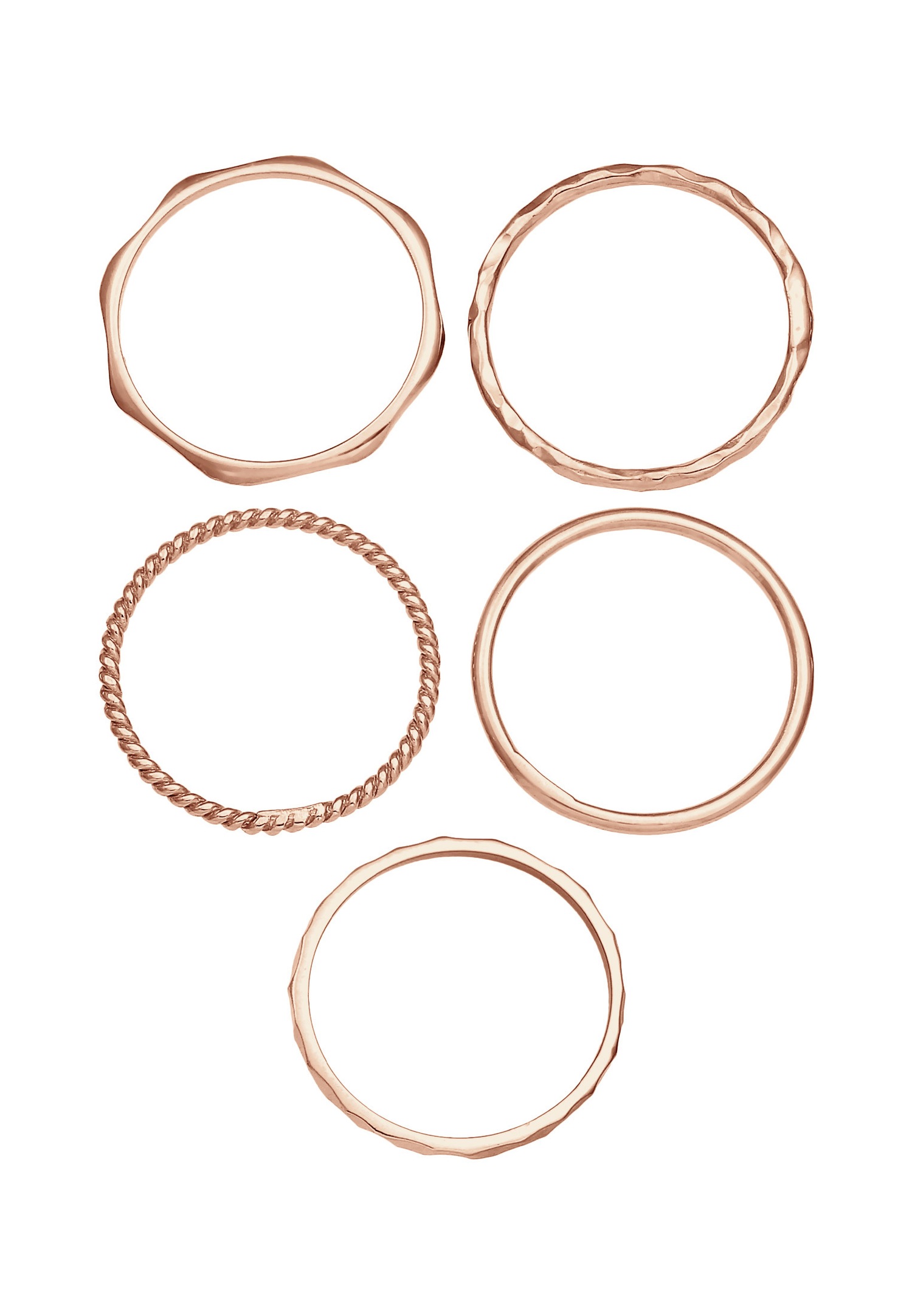 Elli Femmes Set Bande Empilage Minimaliste Tendance Blogueur Basique en Argent Sterling 925