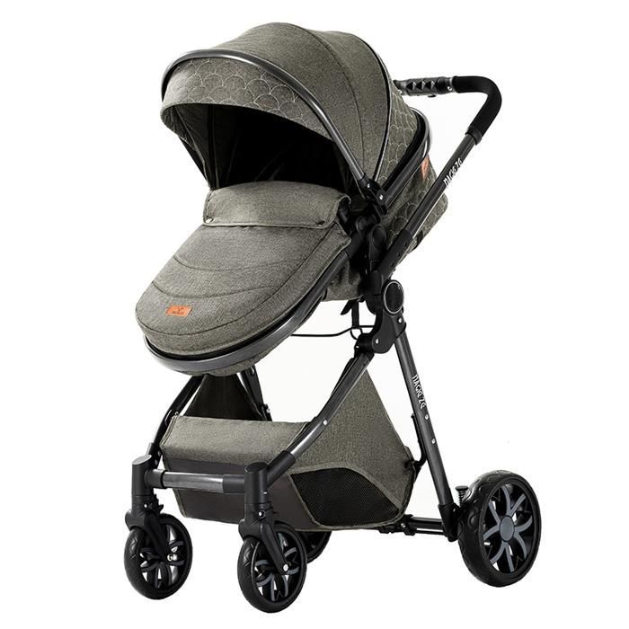 Magic ZC 3-in-1 Kinderwagen, 3-in-1 Reisesystem mit großem Korb, Regenschutz und Handtasche, Dunkelgrau
