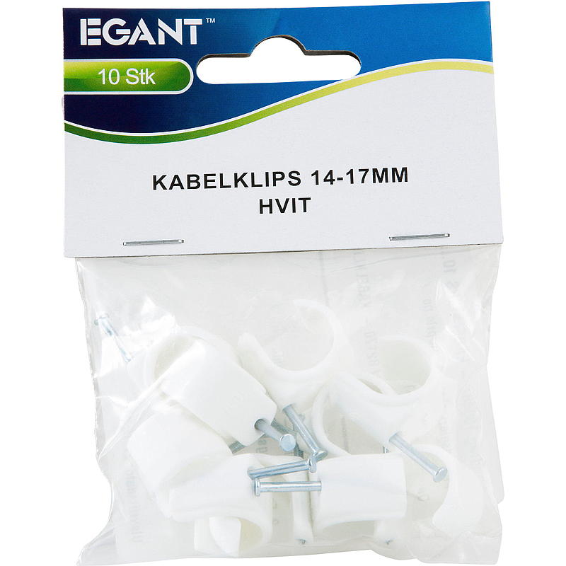 Egant Kabelklemmen, 10er-Pack, 14–17 mm, rund, weiß, Egant