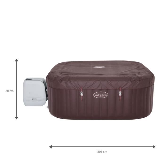 BESTWAY Inflatable Spa - Lay-Z-Spa Maldives - 201 x 201 x 80 cm - 5 to 7 Persons - Square (Cover, pump, cartridge, diffuser,