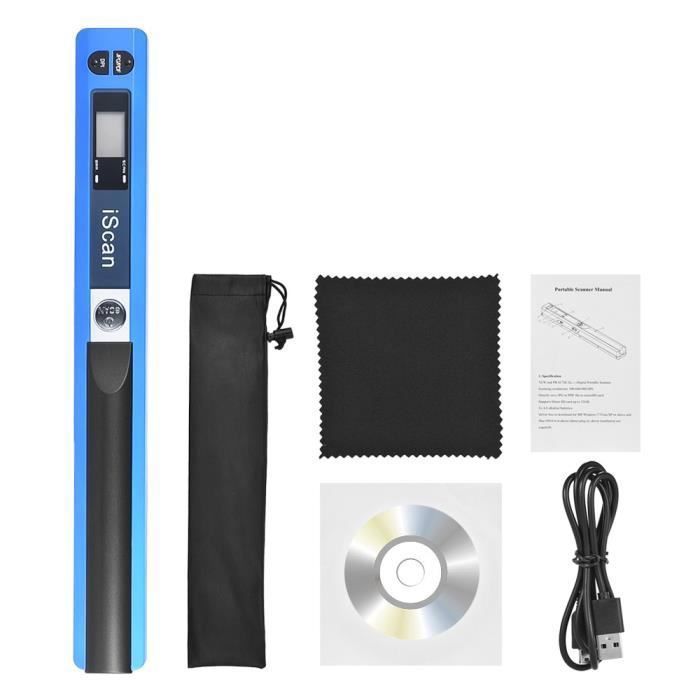 Portable Sans fil Document Scanner A4 900DPI JPG/PDF Format LCD Affichage avec Sac pour Bureau École Bleu(CD) YYV