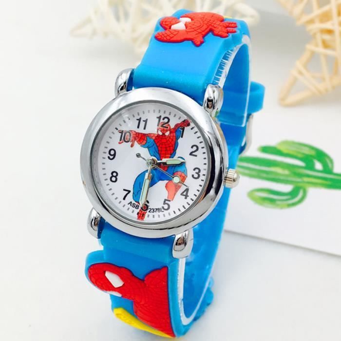 Reloj infantil SHARPHY para niñas y niños, estilo Spiderman, correa de silicona moderna y bonita, color azul, reloj deportivo infantil luminoso.