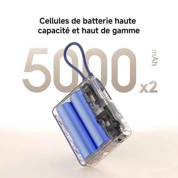 Batteria esterna - XIAOMI - Power Bank da 33 W - 10000 mAh - Cavo USB-C integrato - Blu