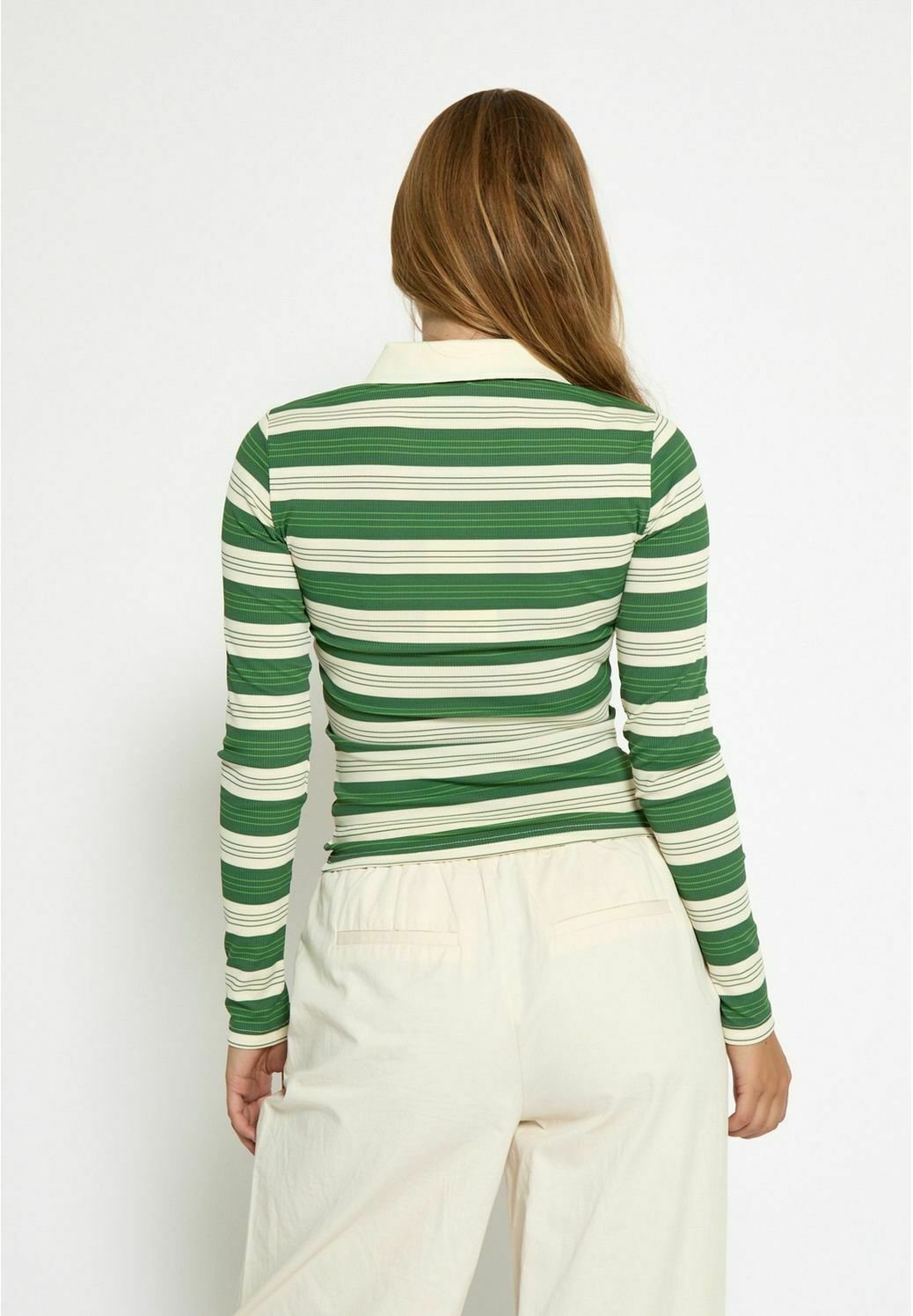 Minus PAMMIE LONG SLEEVE - Polo - s fucile a righe verde