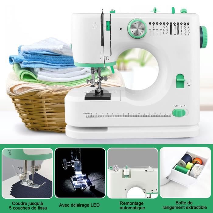 Máquina de coser electrónica - 12 puntadas ajustables - multifuncional y portátil