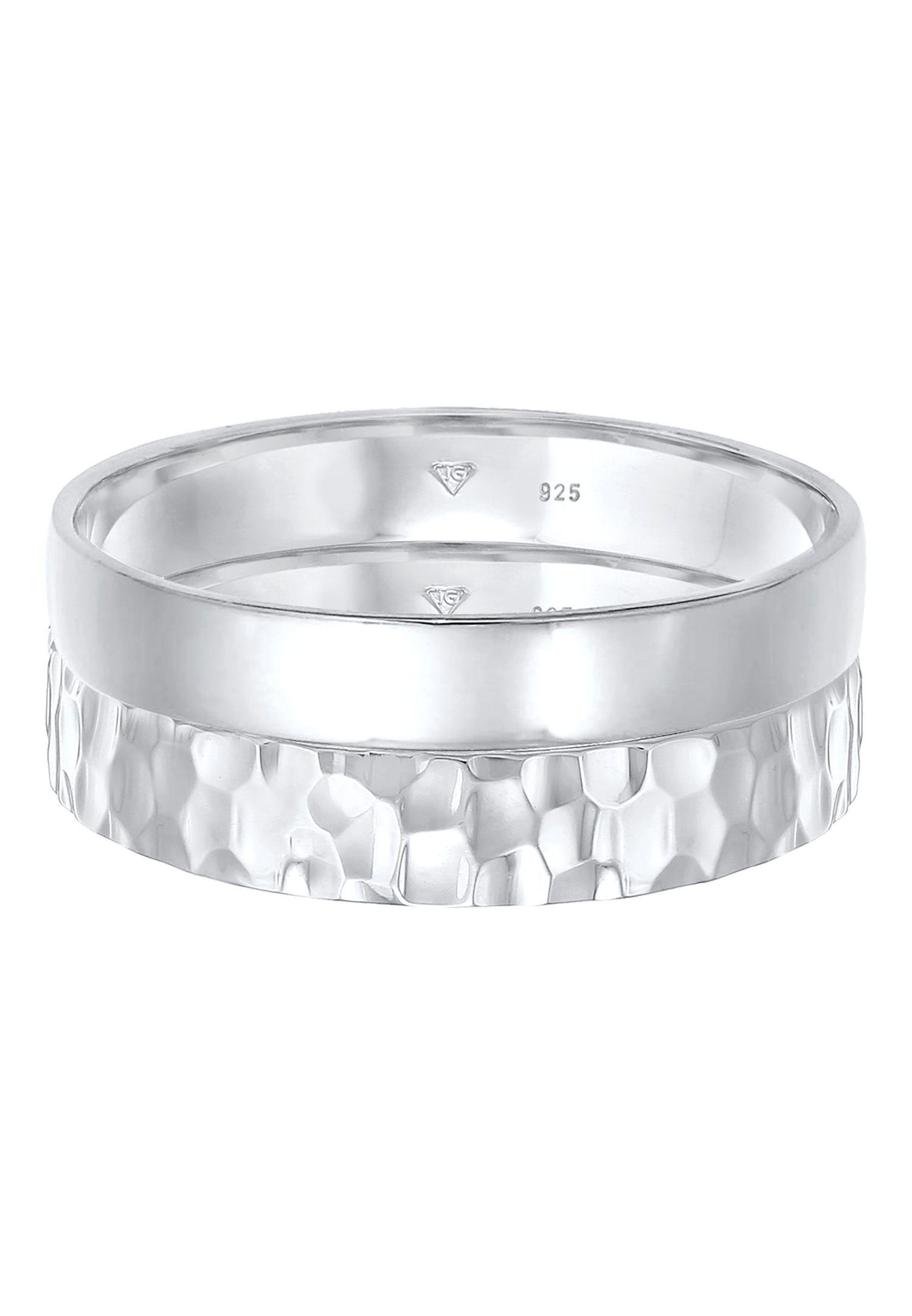 KUZZOI Hommes Bande Set Basique Martelé en Argent Sterling 925 Oxydé