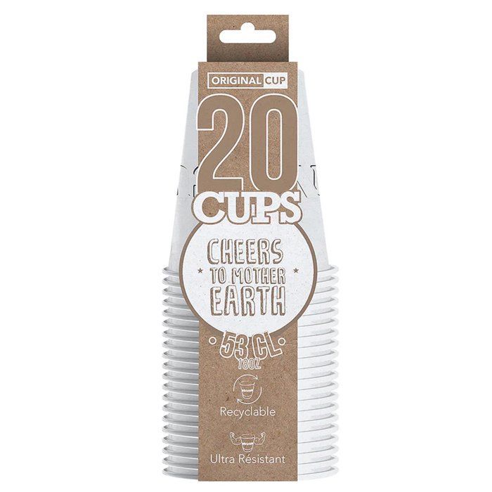 20 vasos de papel blancos de 53 cl