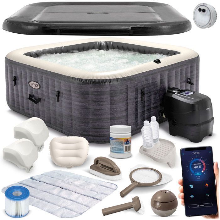 Bañera de hidromasaje hinchable - Intex - 6 personas - 239x71 cm - Hidromasaje - Control por app - 170 chorros