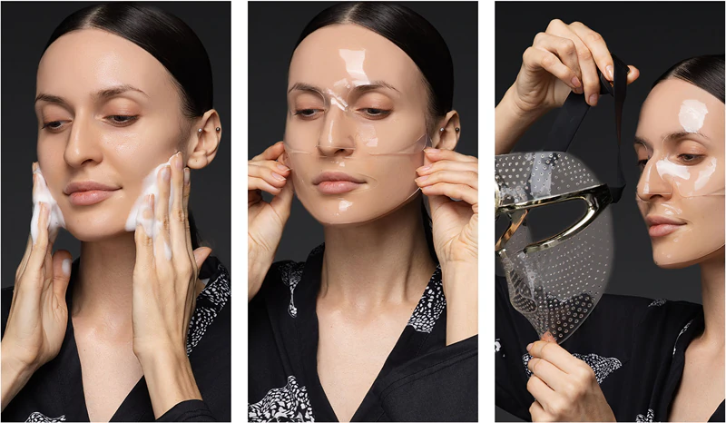 FOREO FAQ™ Máscara Facial de Colágeno Glass Skin: máscara de hidrogel que suaviza a pele e reduz a aparência de rugas.