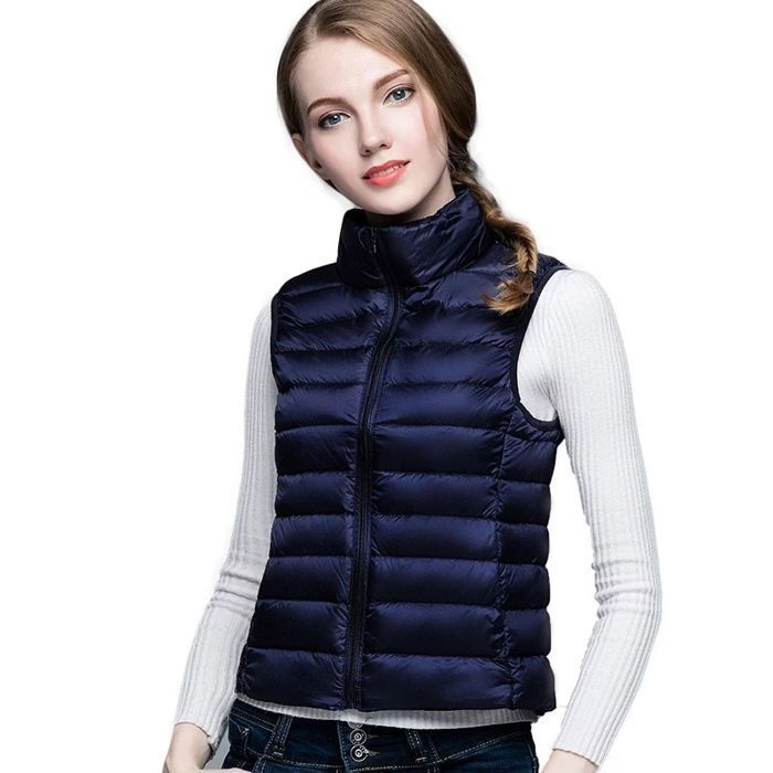 Chaqueta de plumas ultraligera para mujer FUNMOON - Sin mangas - Dos bolsillos - Cálida para invierno
