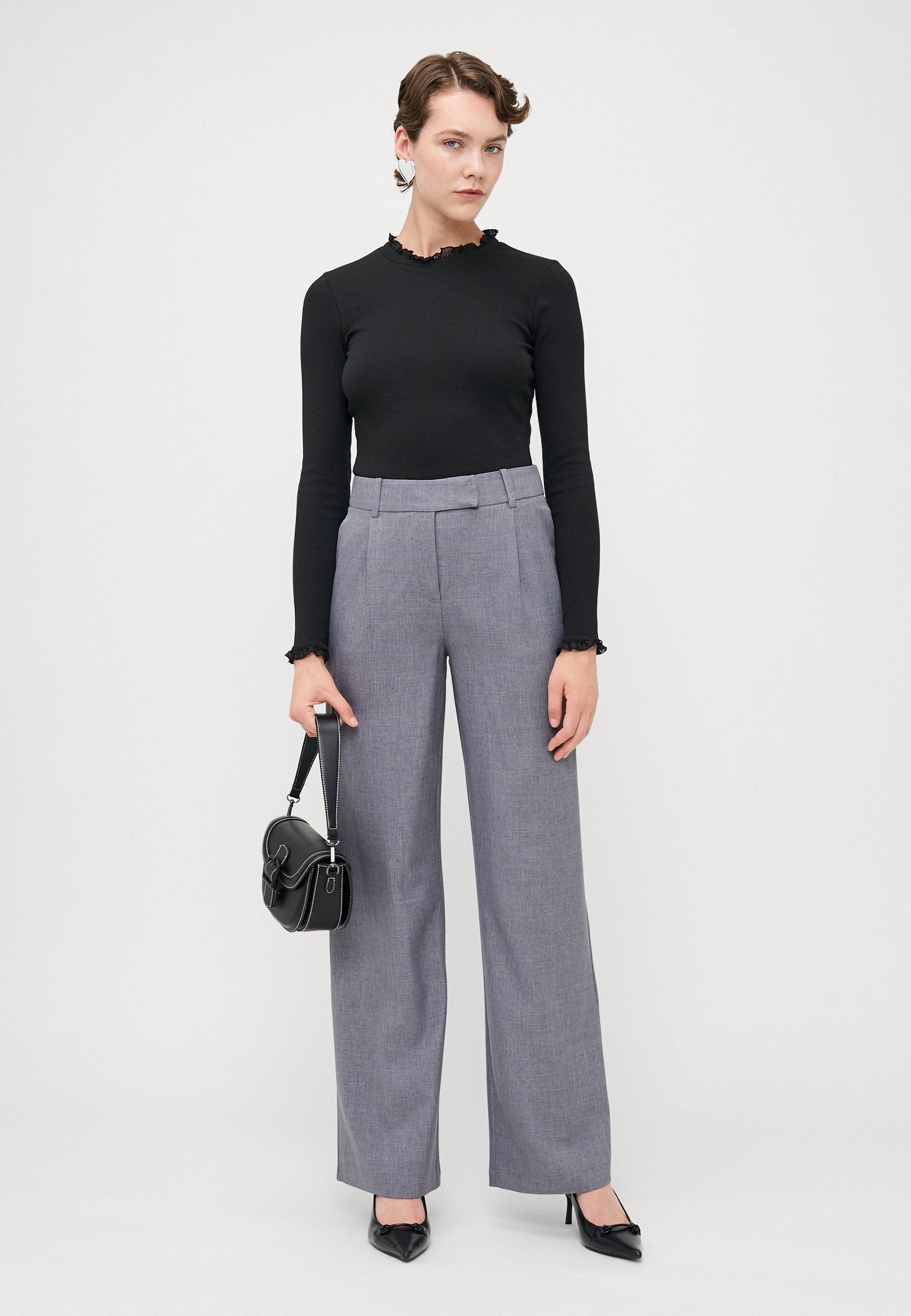 ONLY Tall ONLLINDA PANTS - Broek - middengrijs gemêleerd
