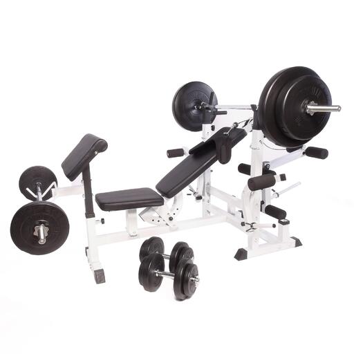 Gorilla Sports Universal-Trainingsstation mit 100 kg Vinyl-Gewichtsset