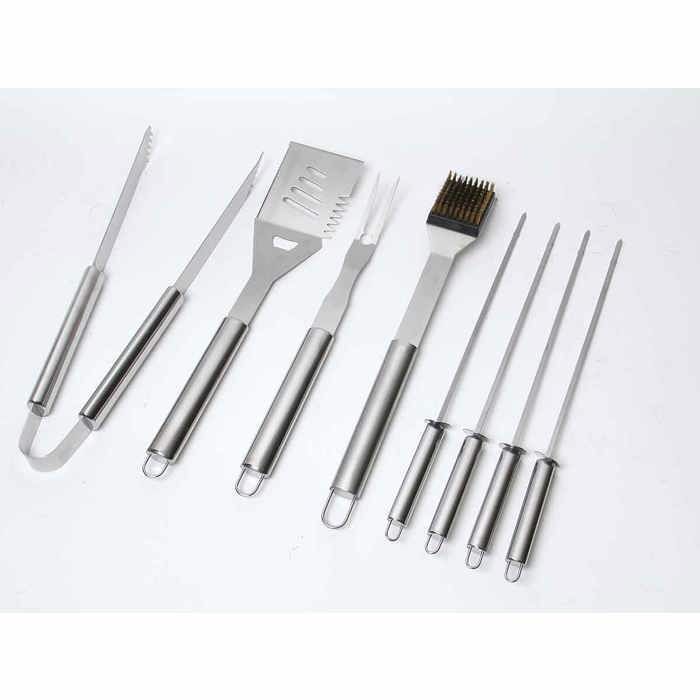 Malette de 8 accessoires inox pour barbecue et plancha