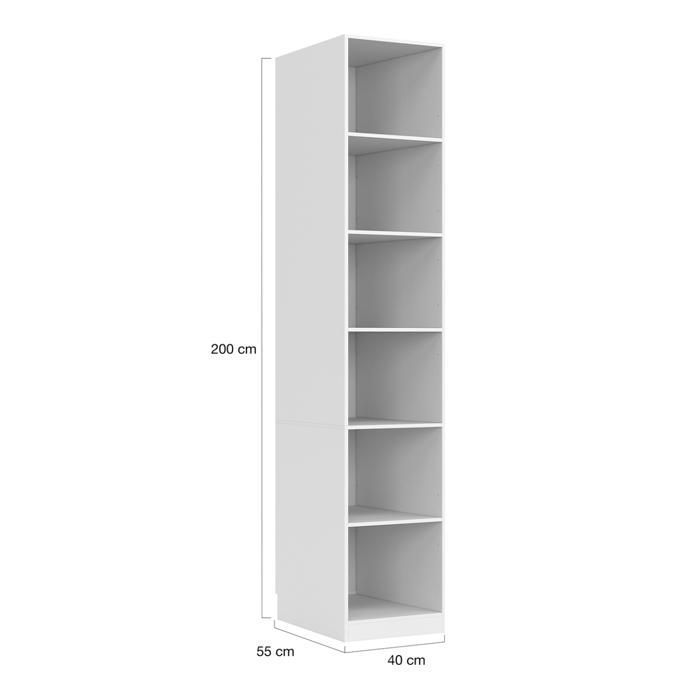 Armadio modulare IDMARKET TAYLOR 200 x 55 x 200 cm, 3 moduli con appendiabiti + ripiani + cassetti, colore bianco