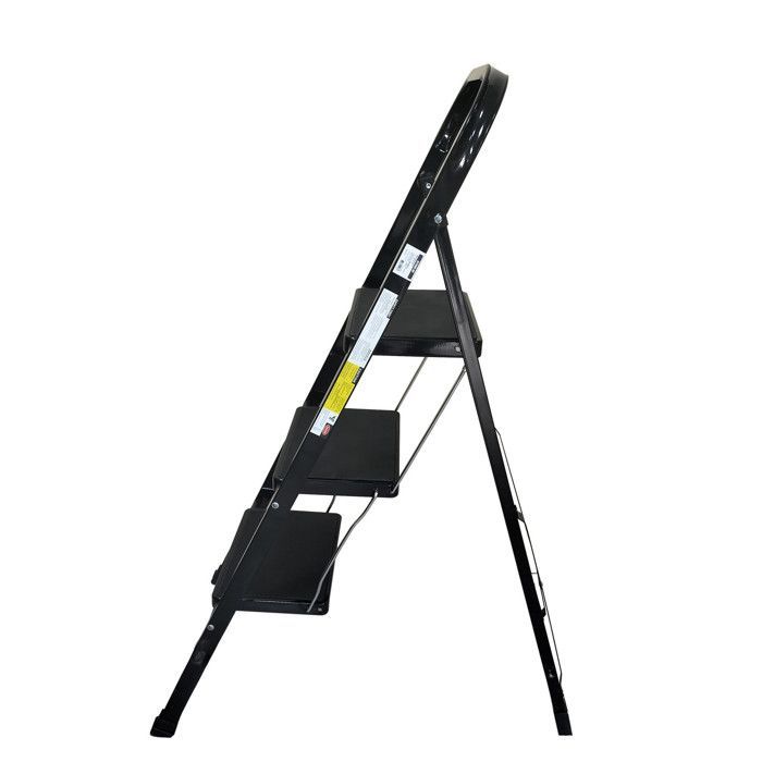 Scala a 3 gradini BM TOOLS BMT-ESC3-BLACK, altezza di lavoro: 70,5 cm, facile da riporre, gradini antiscivolo - NERO