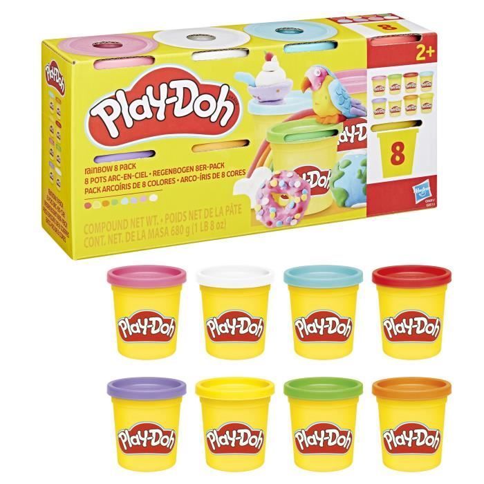 Play-Doh, 8 colores arcoíris, botes de 85 g de plastilina.