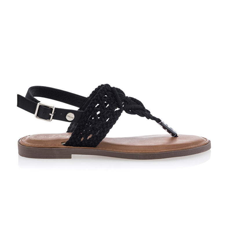 Női fekete flip-flop papucsok / tanga szandálok