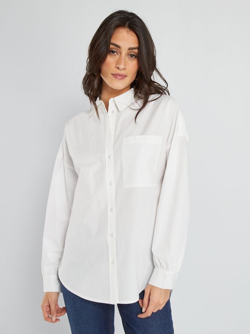 Effen poplin overhemd - wit