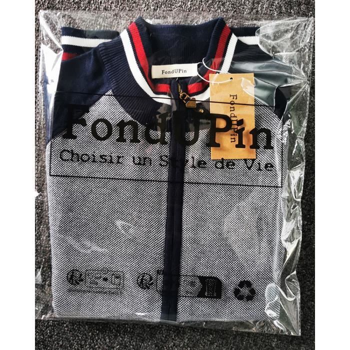 Cardigan da uomo, maglione a maniche lunghe con collo alto, caldo cardigan autunnale/invernale - Blu navy
