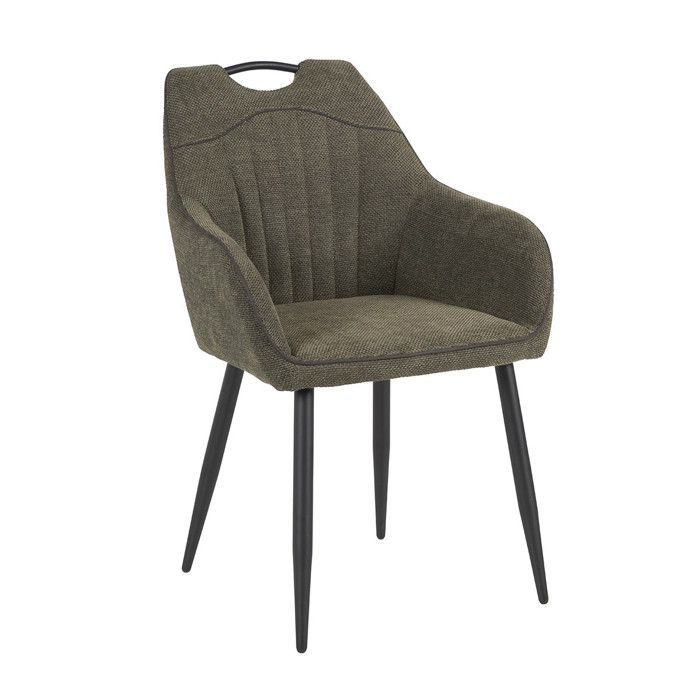 FABRICE - Set of 2 Dining Chairs in Polyester Mesh Fabric with Dark Green Piping