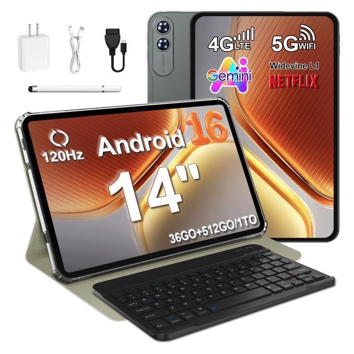 Tablette Tactile Android 16 - Écran 14