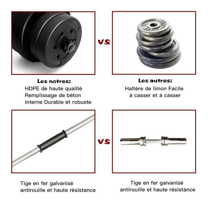 Juego de mancuernas ajustables COSTWAY para entrenamiento de fuerza, 30 kg, mancuernas cortas 2 en 1 (8 x 2,5 kg + 8 x 1,25 kg), mango cómodo de 100 cm.