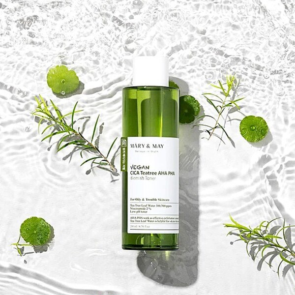 Mary & May Veganes CICA Teebaum-AHA-PHA-Gesichtswasser 200 ml