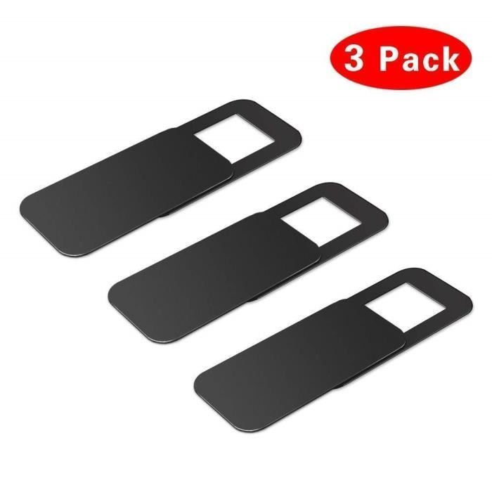 Lot de 3 cache-webcam coulissant pour ordinateur portable, iPhone, Android, Mac, PC, tablette, smartphone - Recouvre votre appare