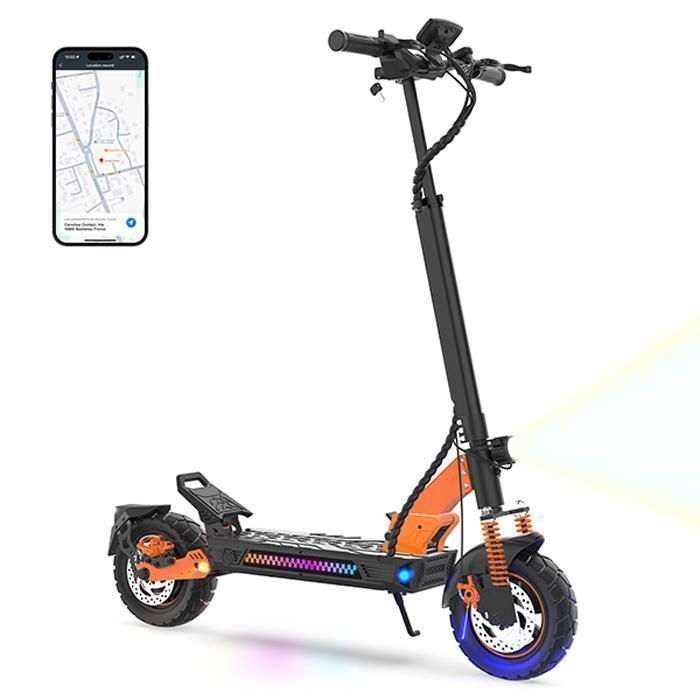 Monopattino elettrico TUNO NT3S con app, 1000W, velocità massima 45 km/h, autonomia 35-45 km, batteria 48V13Ah, pneumatici da 10 pollici, 4 modalità, pieghevole.