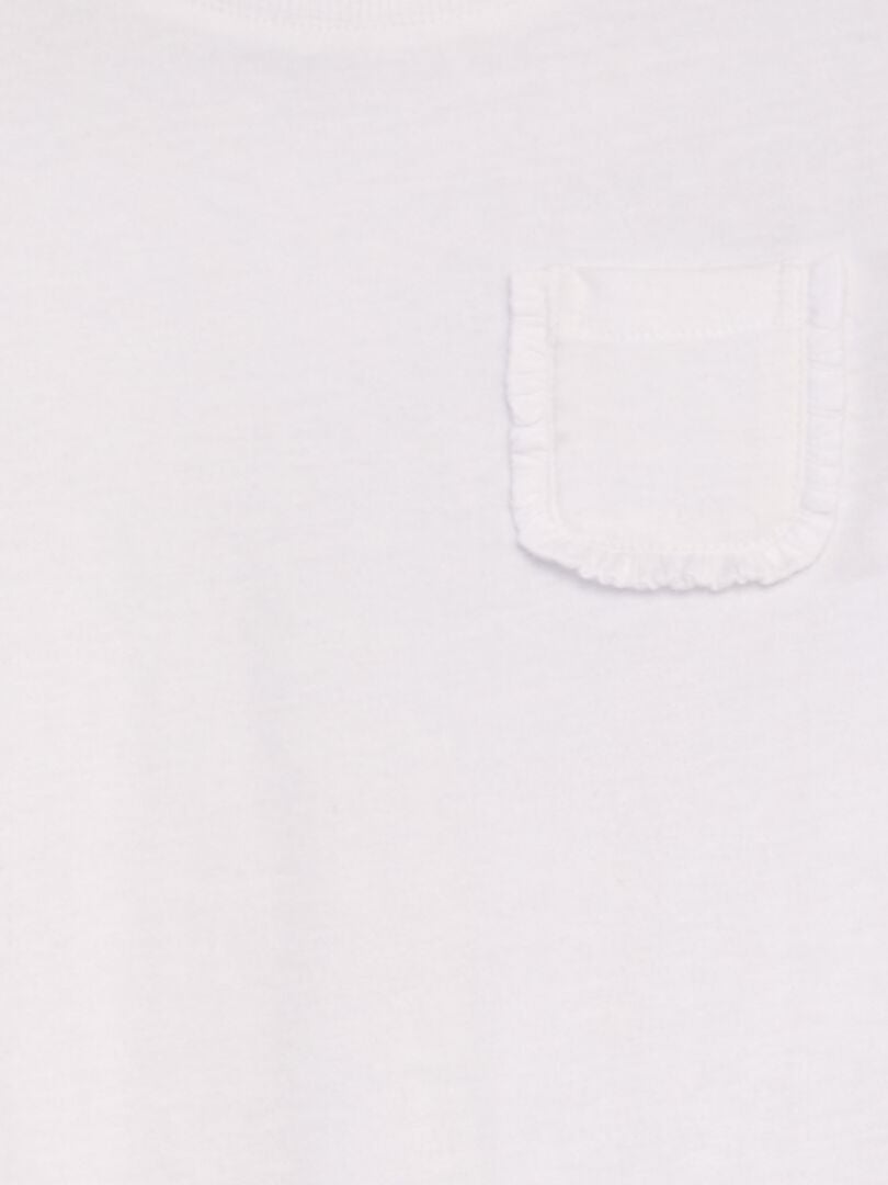 Effen T-shirt met zakje - wit