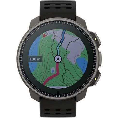Smartwatch sportivo Suunto Vertical Titanium Solar Black con GPS, altimetro e diametro schermo di 49 mm.