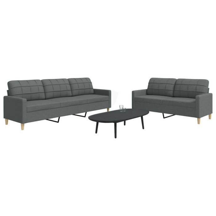 vidaXL Ensemble de canapés 2 pcs gris foncé tissu, canapé, siège de canapé, canapé relax, canapé confort, fauteuil de 3278320