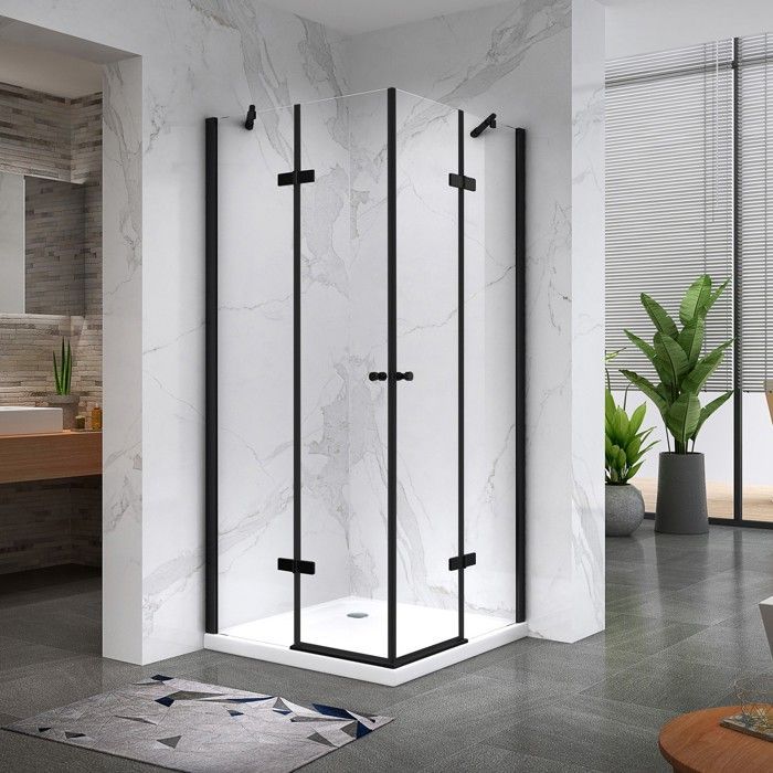 MAYA-BLACK Cabine de douche H 190 cm en verre 6 mm Dimensions - 70 x 80 cm, Verre - transparent