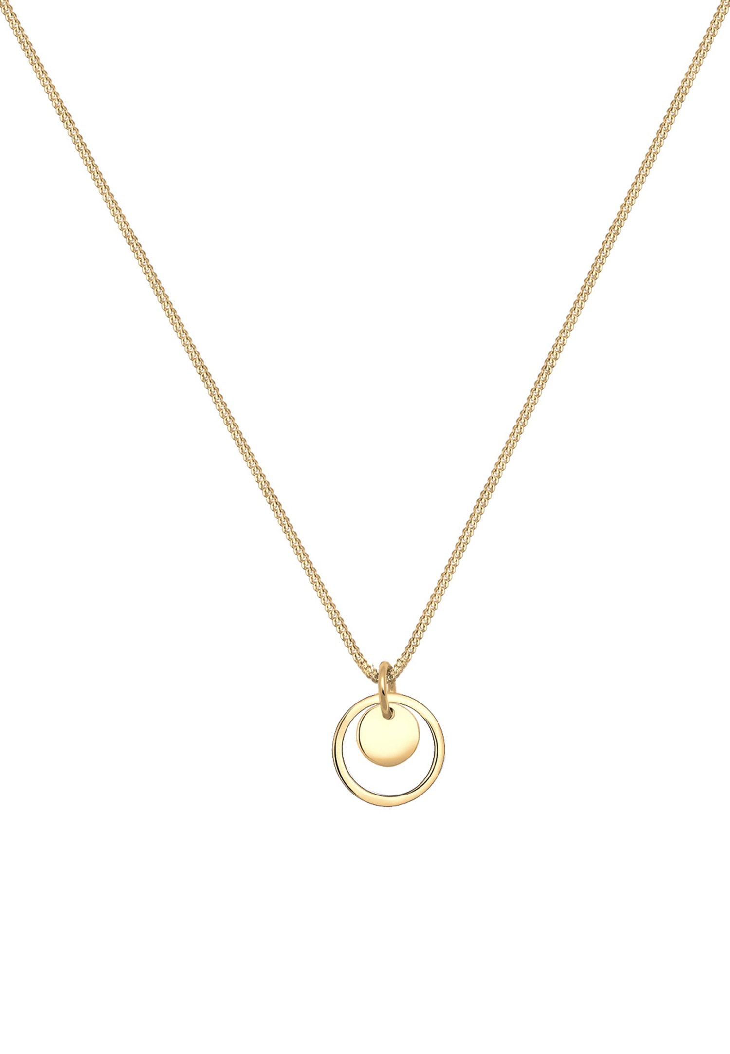 Elli Femmes Pendentif Cercle Plaquette Geo Look en Argent Sterling 925