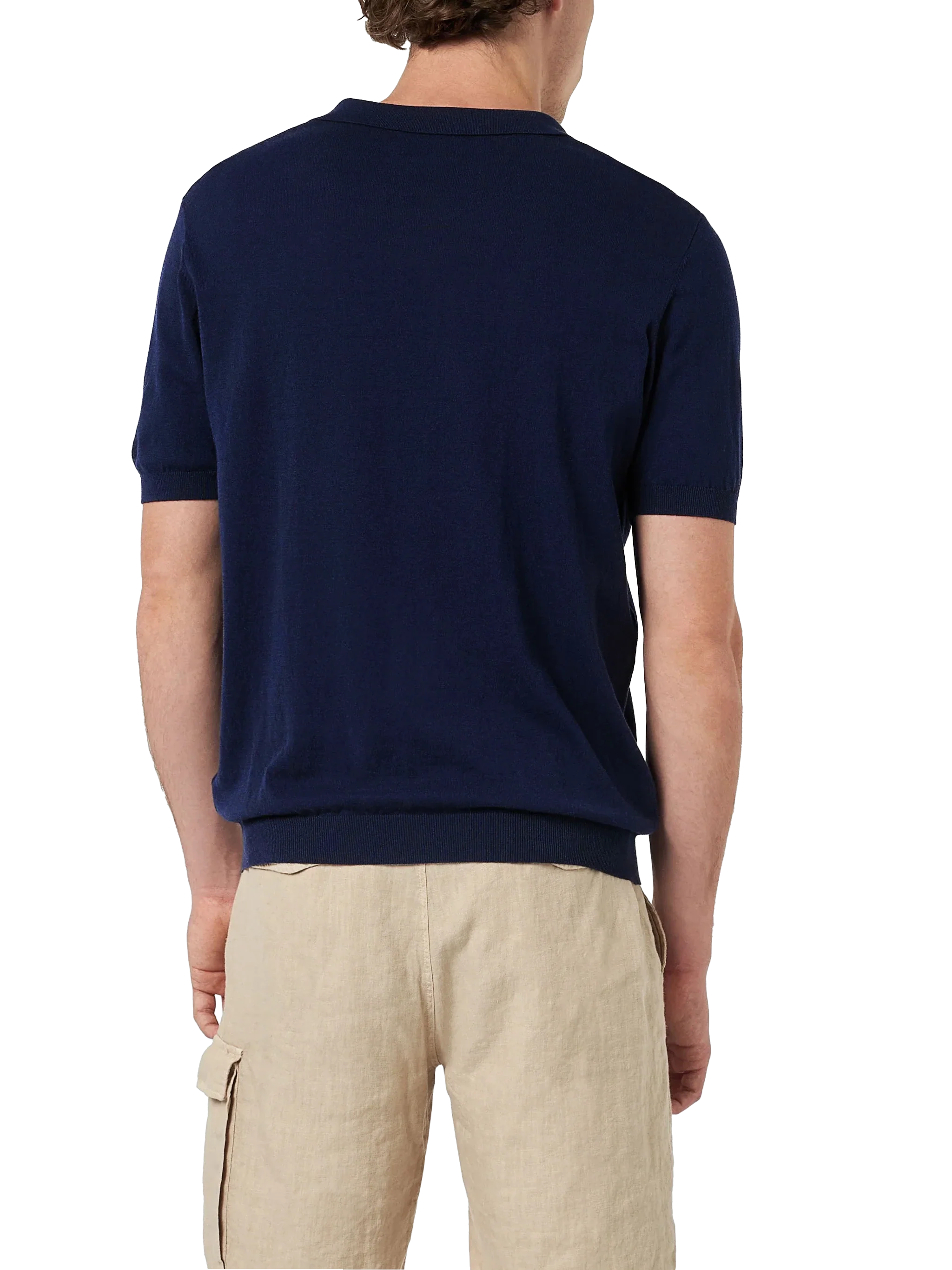 Sloan polo zonder knoopjes in marineblauw gebreid