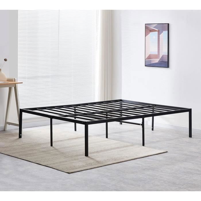 Estructura de cama - STANOW - 160 x 200 cm - Metal - 24 listones - Fácil montaje