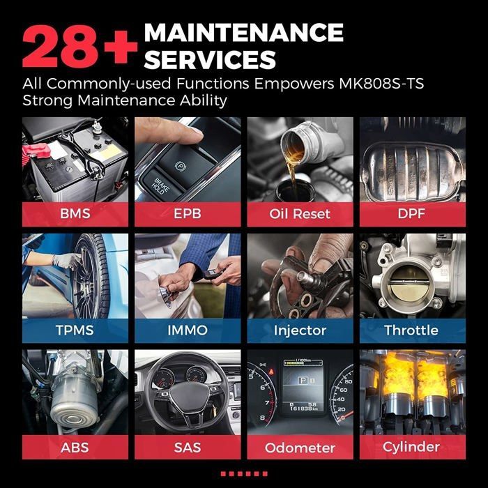 Valise diagnostic auto - AUTEL - MaxiCOM MK808S-TS - Diagnostic 28+ systèmes - TPMS & programmation capteurs - Bluetooth