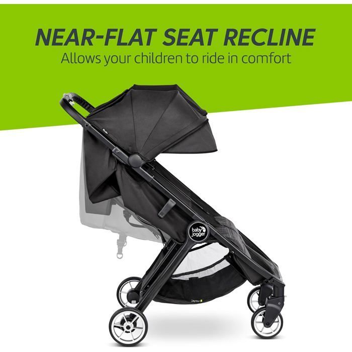 Poussette Double Baby Jogger City Tour 2 Légère et Pliable - Pitch Black