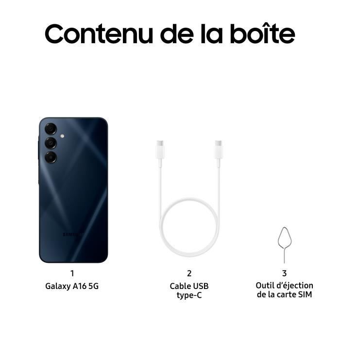Smartphone SAMSUNG Galaxy A16 5G de 128 GB, color azul medianoche - Versión francesa