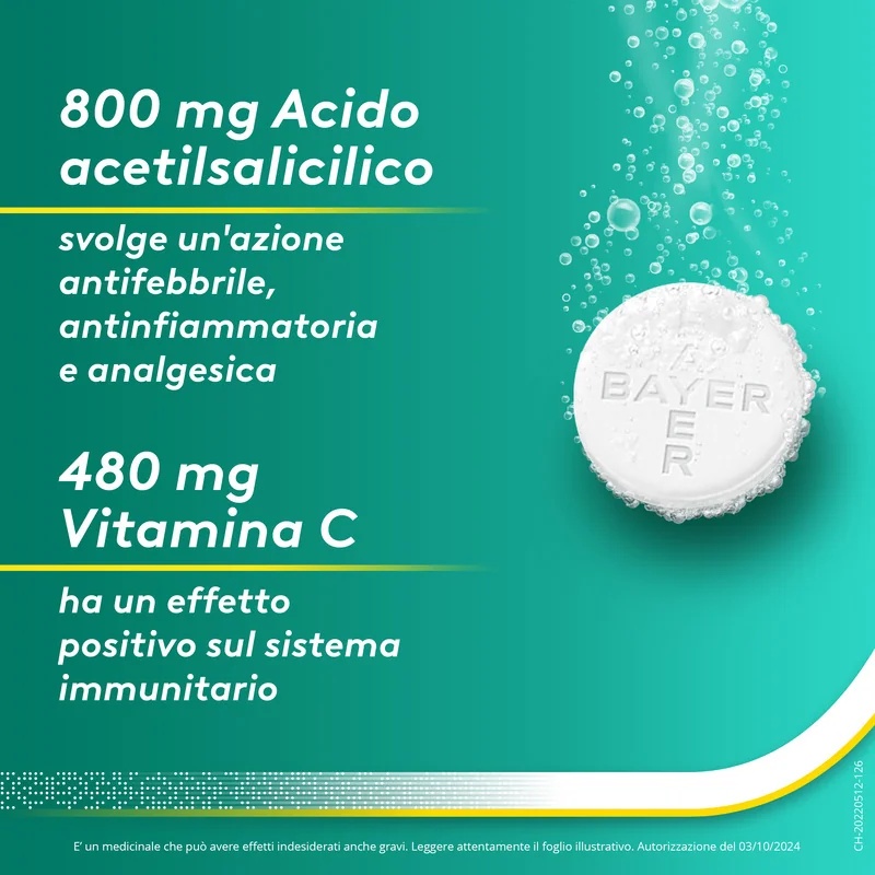 ASPIRINE Aspirine Act C Fièvre et symptômes grippaux 10 comprimés effervescents avec vitamine C
