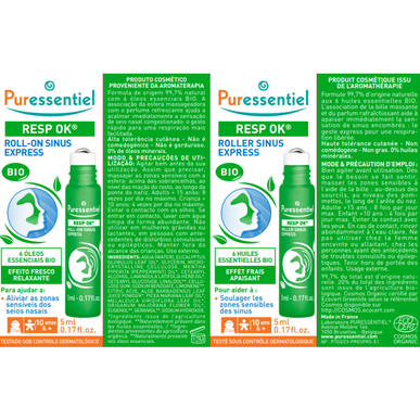 Puressentiel Resp Ok Roller Sinus Express Bio nosní roll-on příznaky sinusitidy 5 ml 5 ml