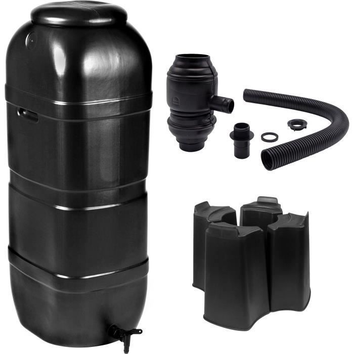 Kit de depósito de agua NATURE - 100 litros - Forma de columna - Resistente a los rayos UV - Fabricado en Europa - Negro