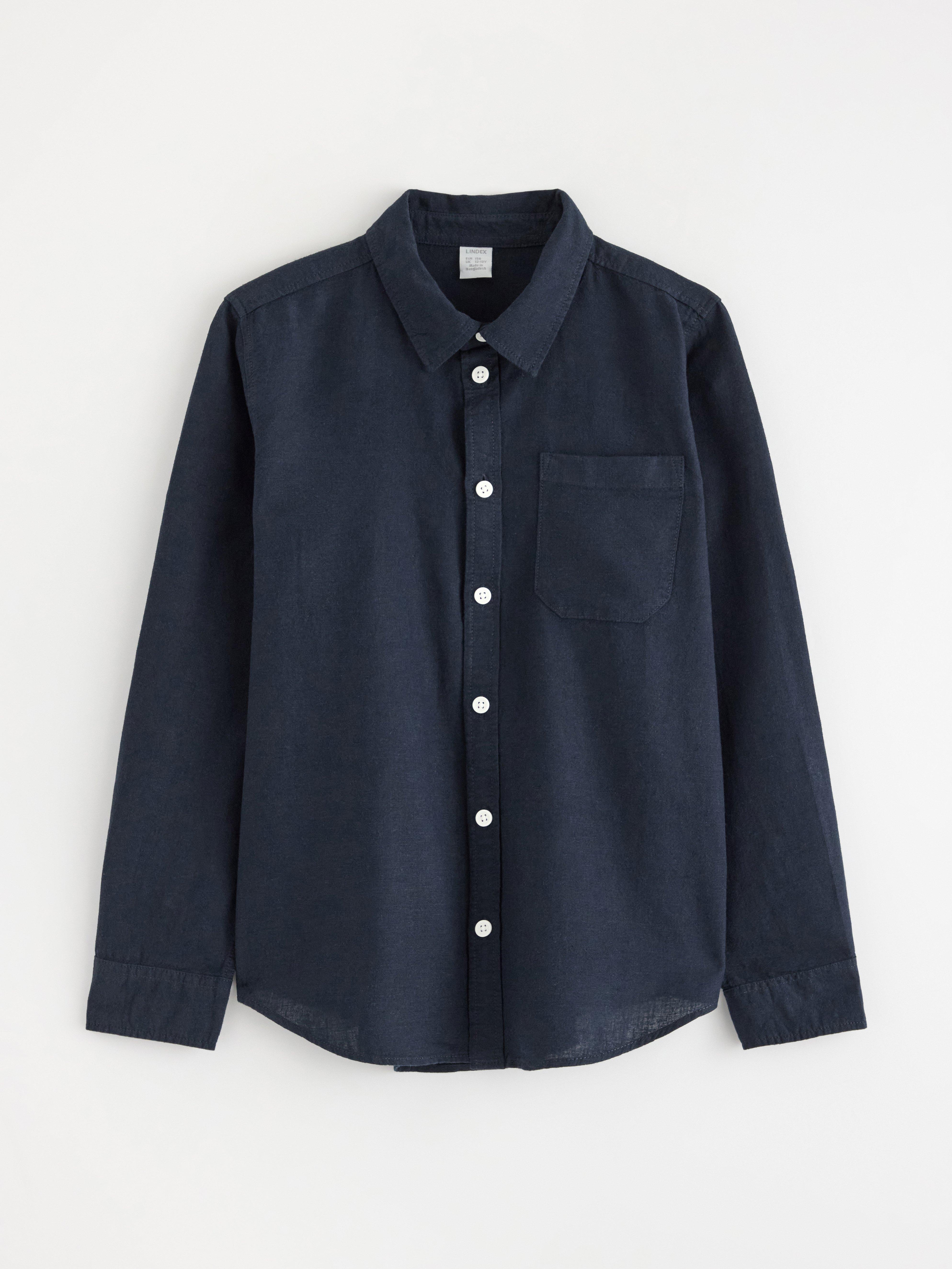 Skjorta i linneblandning Dark Navy