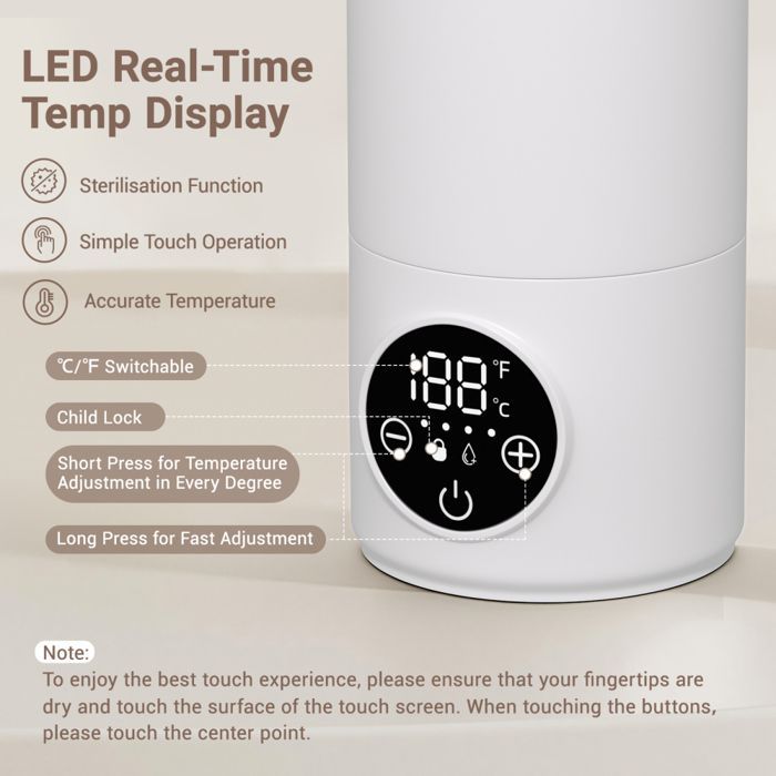 Rechargeable 500ml electric portable bottle warmer with LED display for breast milk and water, for car and travel